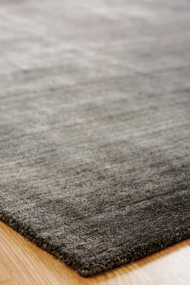 MERIDIAN Gray Fog Hand Made Wool and Silkette Area Rug, Gray, 8'6"x11'6"