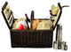 Surrey Picnic Basket For Two With Coffee, Brown Wicker and Hamptons