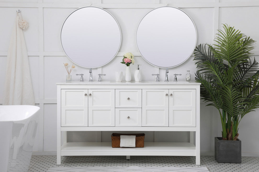 Tucker White 60" Double Sink Bathroom Vanity
