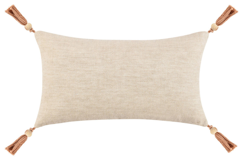 Cherry 14"x26" Belgian Linen Blend Throw Pillow by Kosas Home, Natural