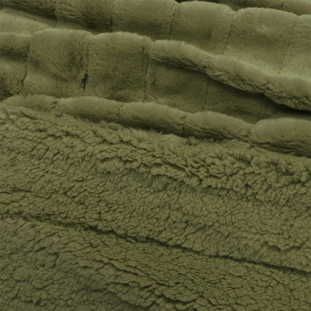 Super Mink Faux Fur Throw Blanket, Olive, 50"x60"