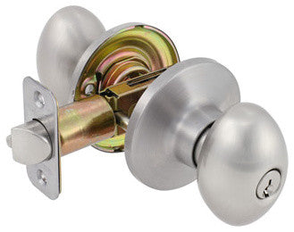 Delaney Hardware Derby Keyed Entry Knob Set, Satin Nickel