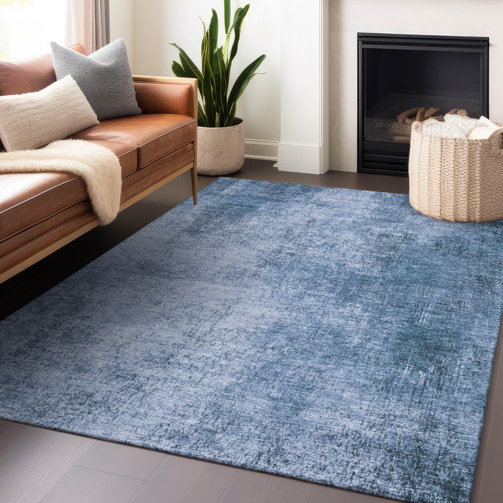 Machine Washable Indoor/Outdoor Chantille ACN1903 Blue 5' x 7'6" Rug
