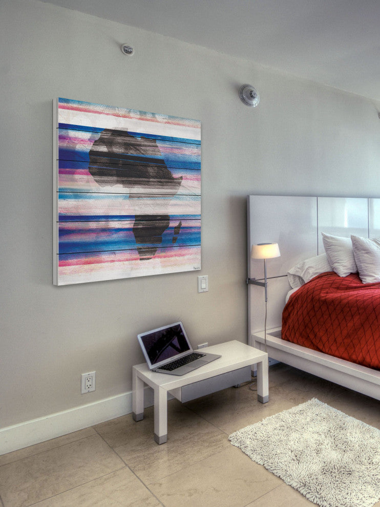 "Africa" Print on White Wood, 40"x40"