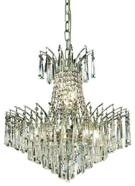 Elegant Victoria Dining Room Light, Chrome Finish With Royal Cut Crystal