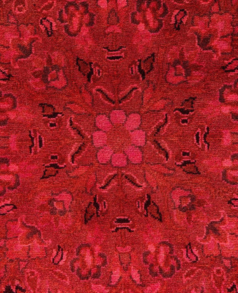 Overdyed One-of-a-Kind Hand-Knotted Area Rug Pink, 8' 1" x 8' 1"