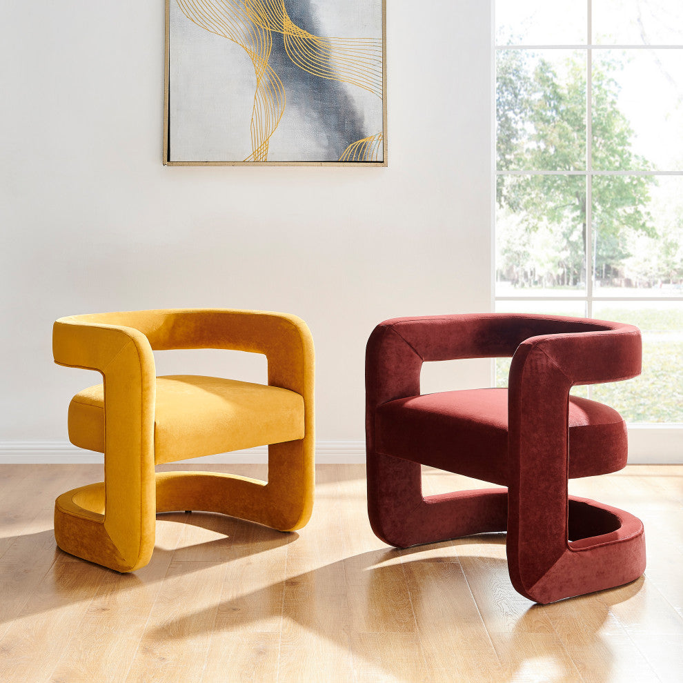 Althea Velvet Accent Arm Chair in Dainty Caramel