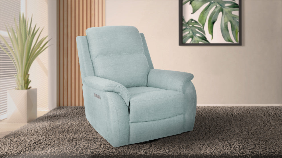 Sealy Posturepedic Ashland Motion Recliner, Adjustable Headrest, Light Blue