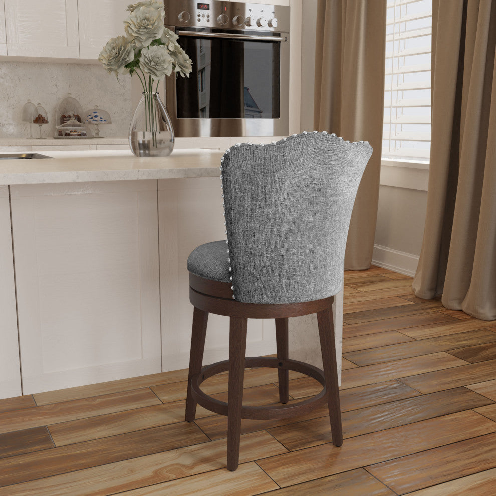 Hillsdale Edenwood Wood Counter Height Swivel Stool with Tufted Back