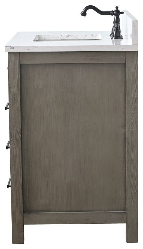 Jasper 36" Bathroom Vanity, Textured Gray, Ariston White Engineered Stone Top