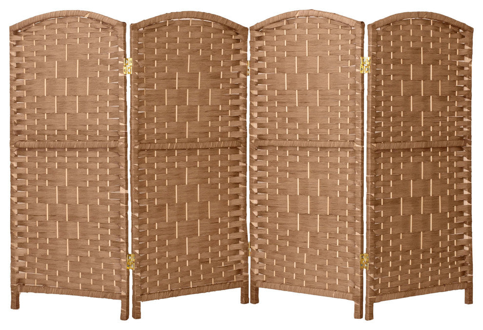 3 ft. Short Diamond Weave Fiber Room Divider Natural 4 Panel