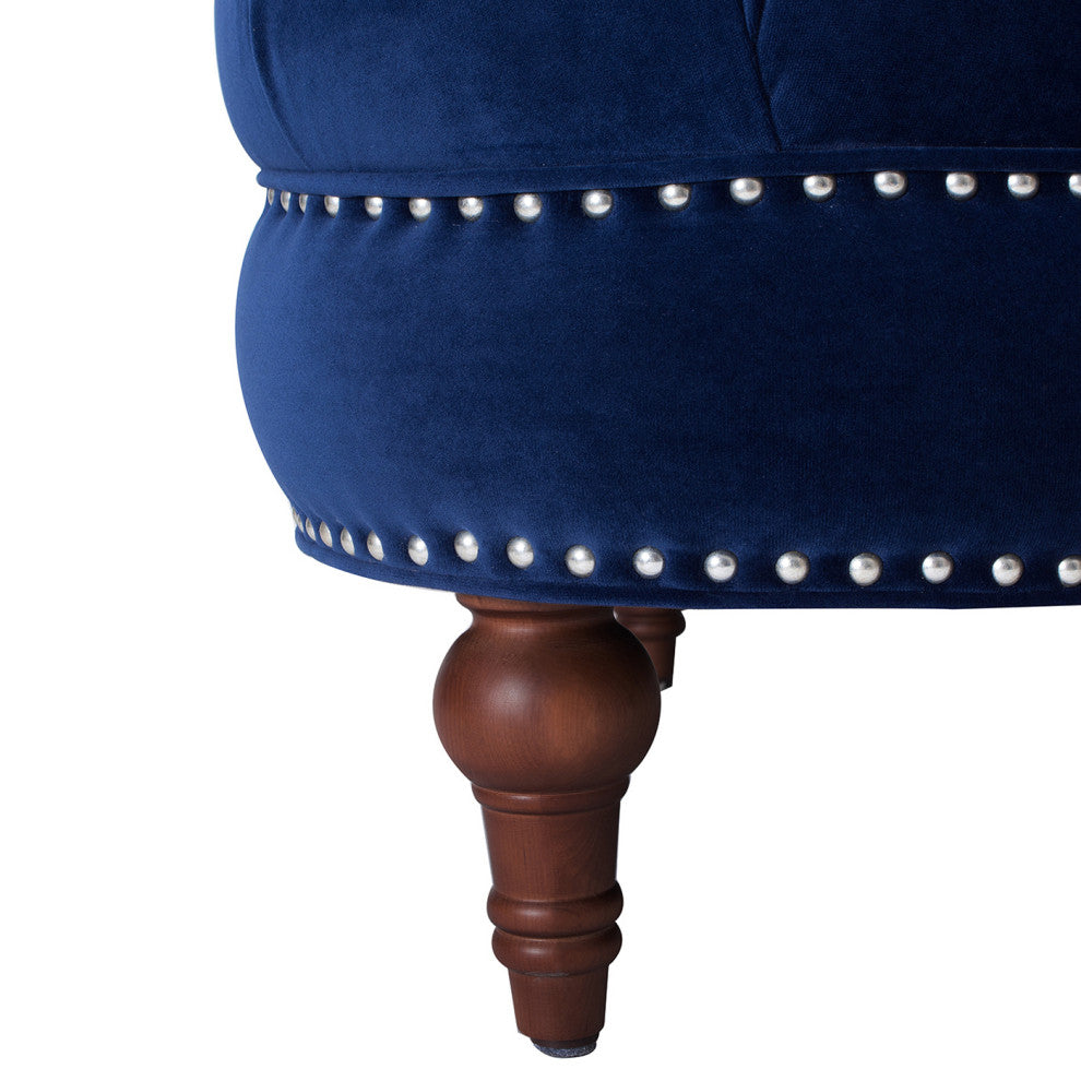 La Rosa 42" Chesterfield Tufted Accent Chair, Navy Blue Velvet