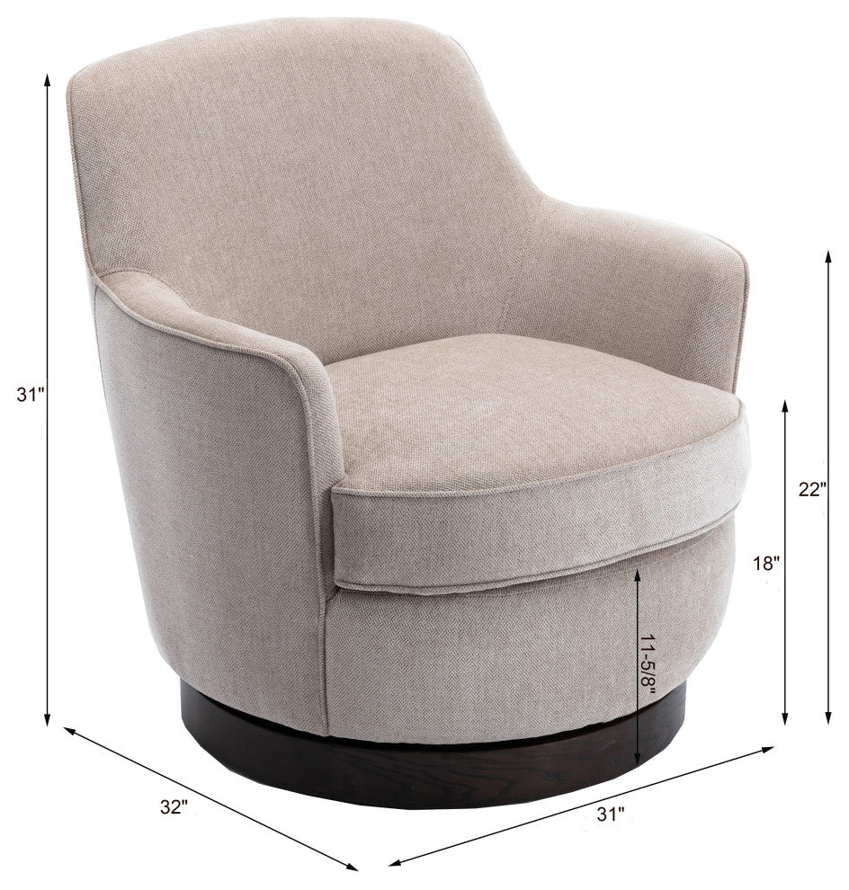Reese Oatmeal Wood Base Swivel Chair