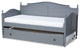 Treena Cottage Farmhouse Wood Twin Size Daybed With Roll-Out Trundle Bed, Gray