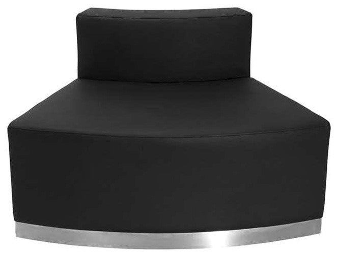 Black Leather Convex Chair With Brushed Stainless Steel Base