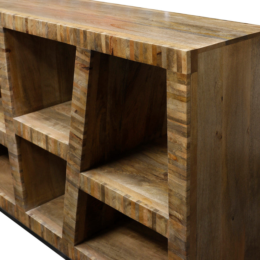 Leeds Bookcase Dark Walnut Finish Iron Base
