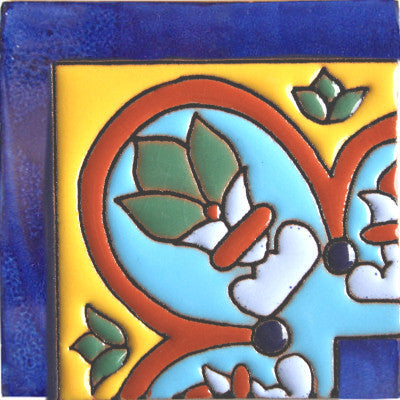 4.2x4.2 9 pcs Corner Aqua Raised Talavera Mexican Tile
