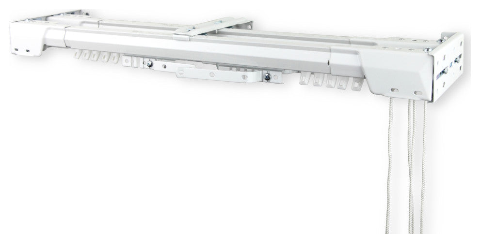 Heavy Duty Double Traverse Rod, Center Open, White, 30-48"