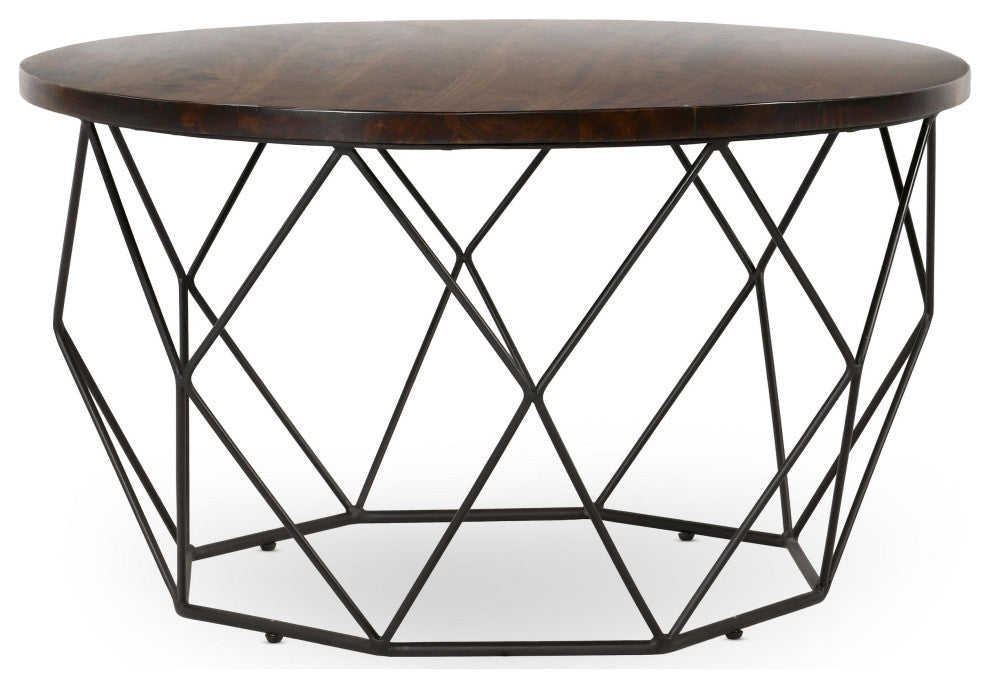 Chester Round Coffee Table by Kosas Home, Dark Brown
