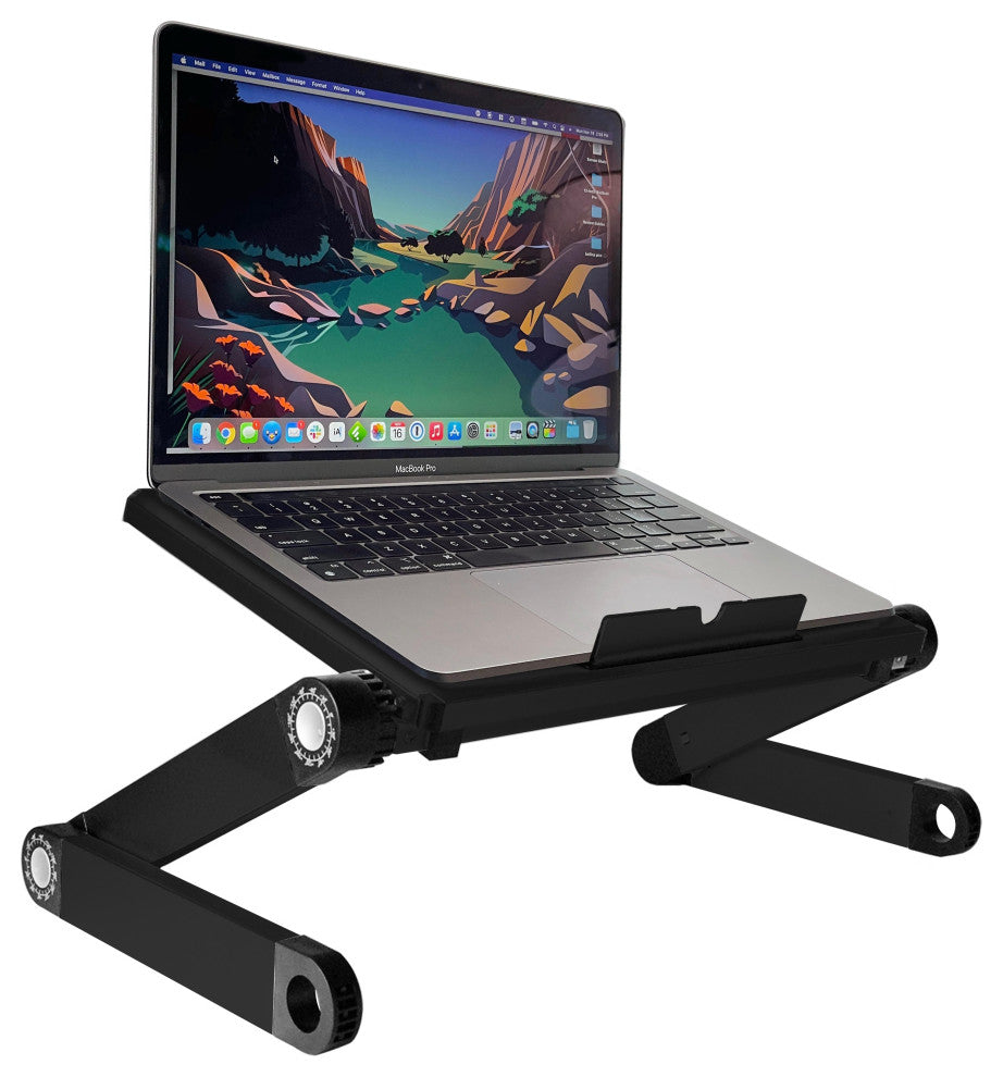 WorkEz Light Adjustable Height/Angle Ergonomic Laptop Cooling Stand, Black