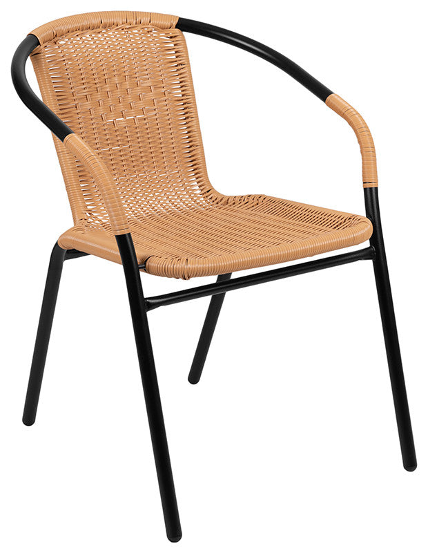 2 Pack Rattan Indoor-Outdoor Stack Chair, Beige