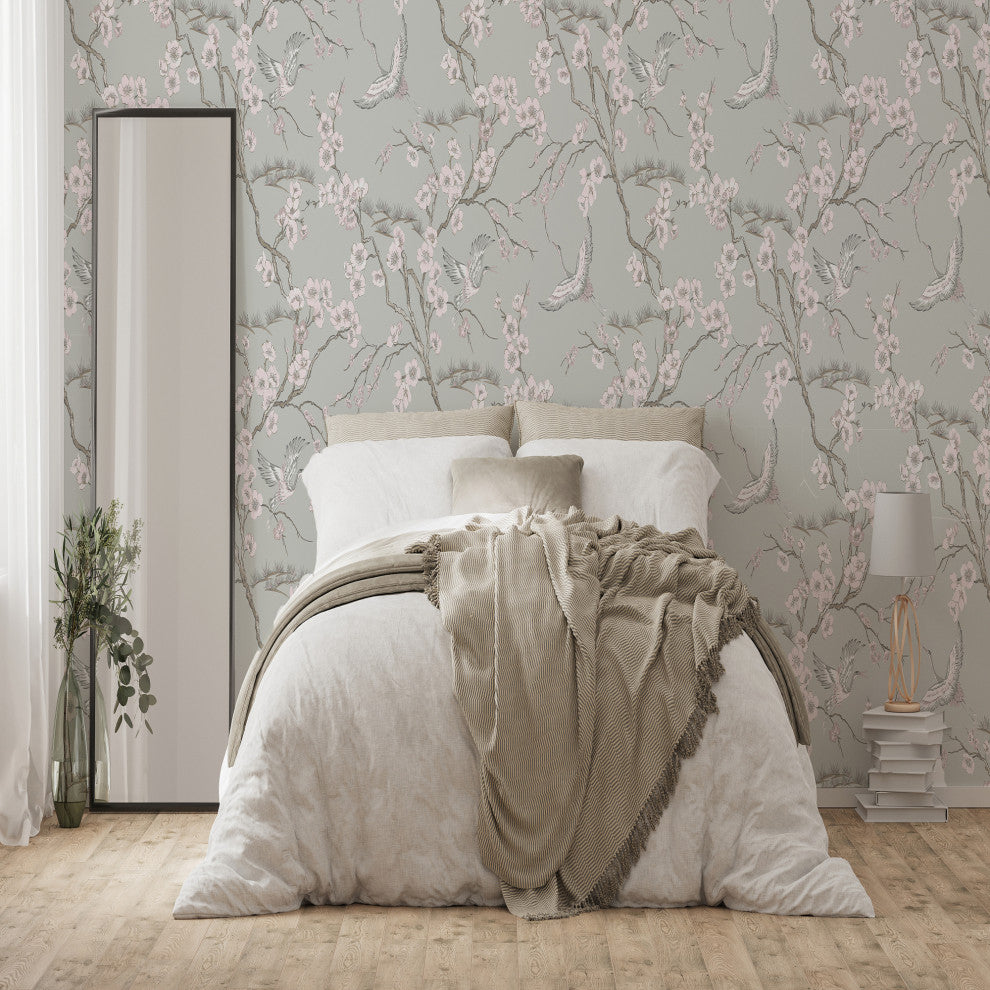 Transform Heron Peel and Stick Wallpaper, Gray
