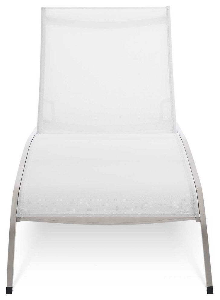 Savannah Outdoor Patio Mesh Chaise Outdoor Patio Lounge Chair White