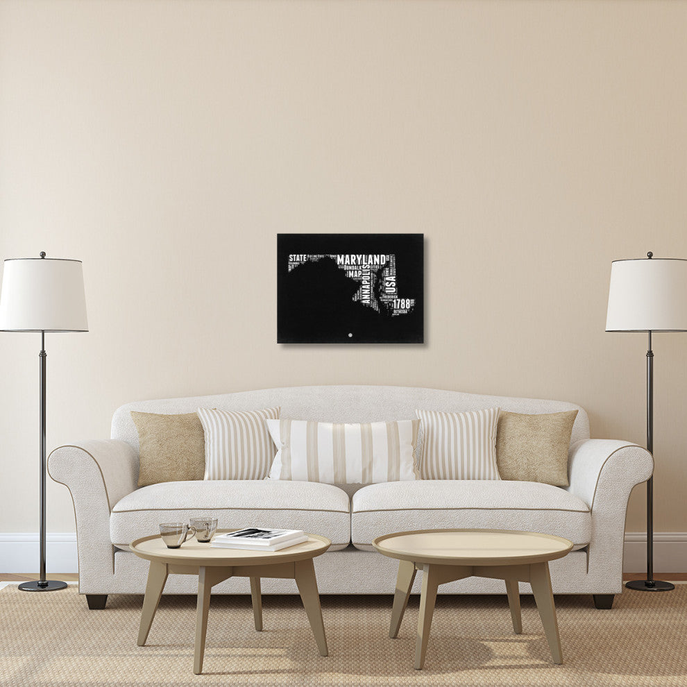 "Maryland Black and White Map" Fine Art Print