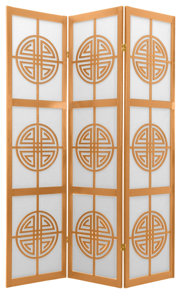6' Tall Long Life Shoji Screen, 3 Panel, Natural