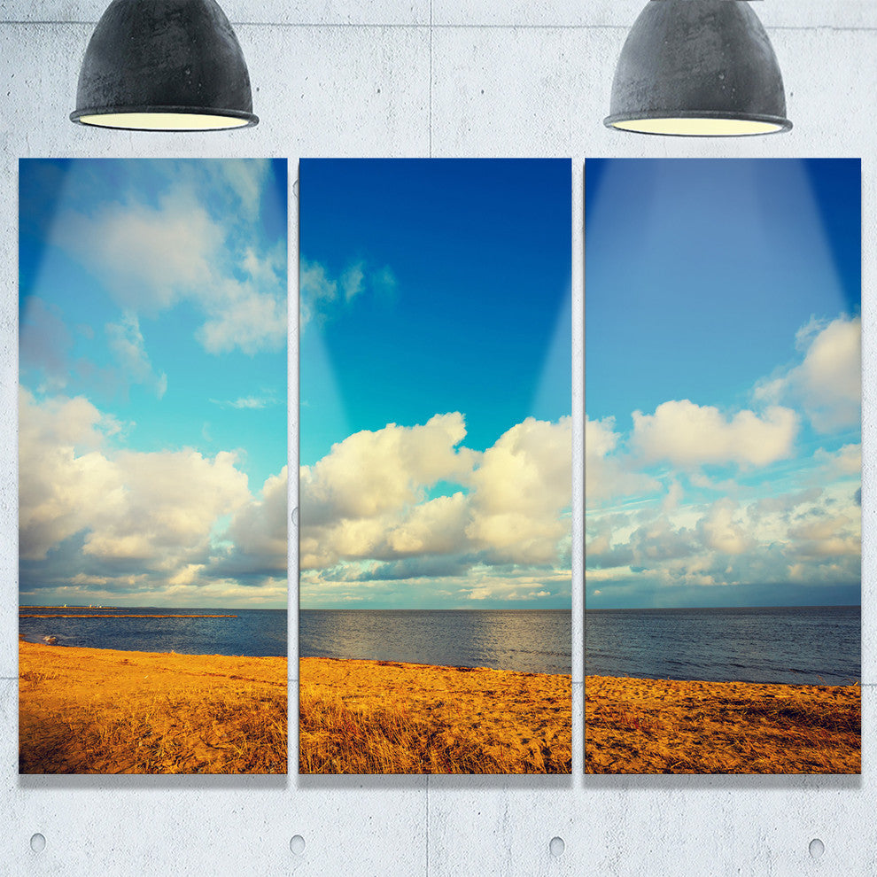 "Deserted Brown Sea Coastline" Metal Wall Art, 3 Panels, 36"x28"