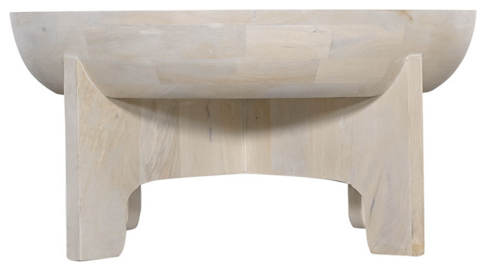 Tomas 32" Coffee Table Mango Wood Drum Top Classic Washed White