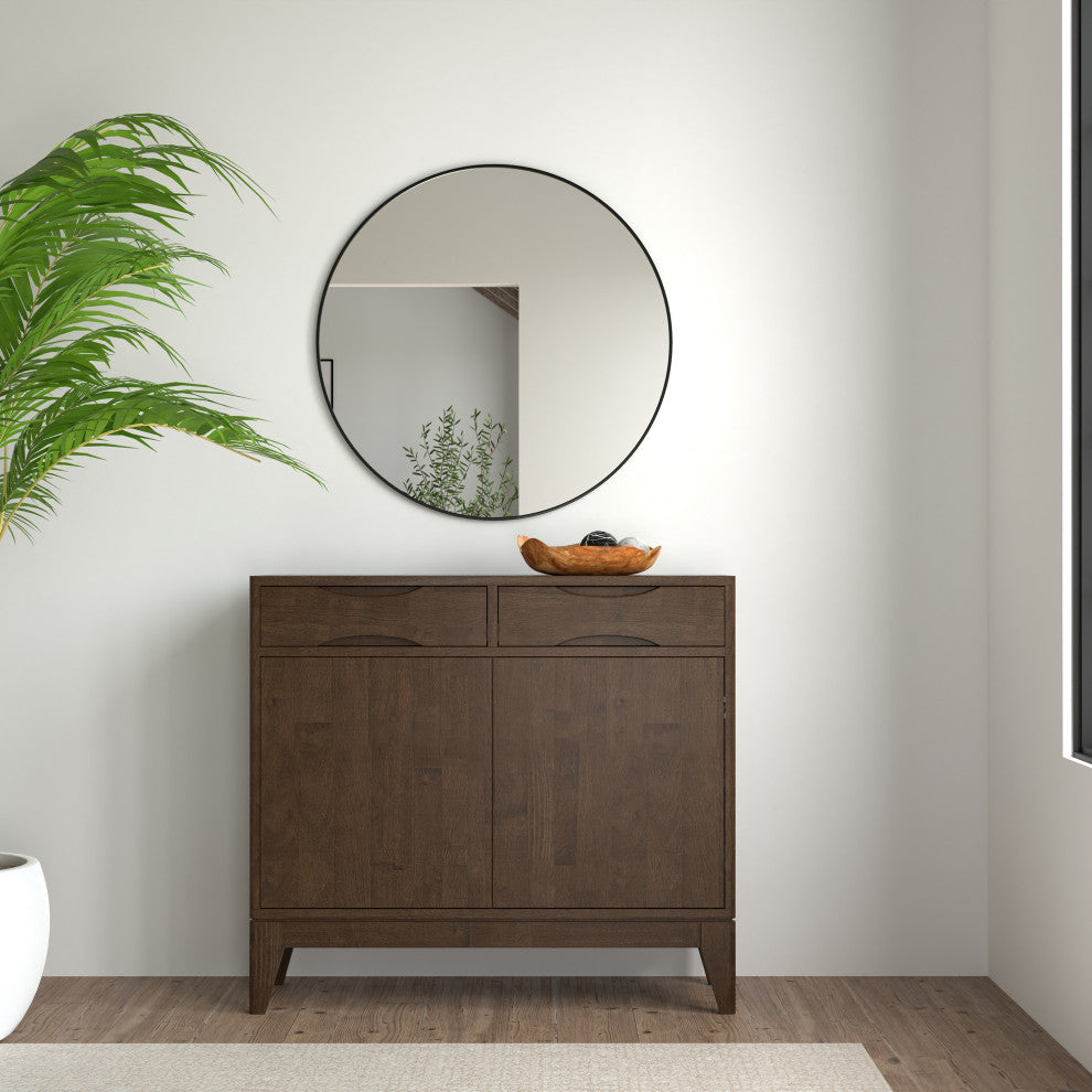 Harper Solid Hardwood Entryway Storage Cabinet, Walnut Brown