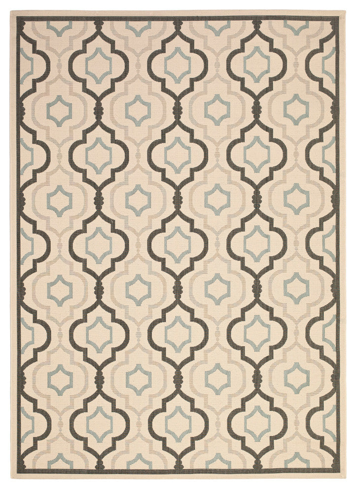 Safavieh Courtyard Cy7938-256A18 Beige, Black Area Rug, 5'3" X 7'7"
