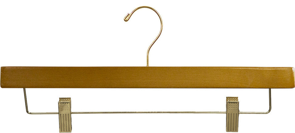 Extra Long Bottoms Hanger With Honey Finish and Brass, Box of 50