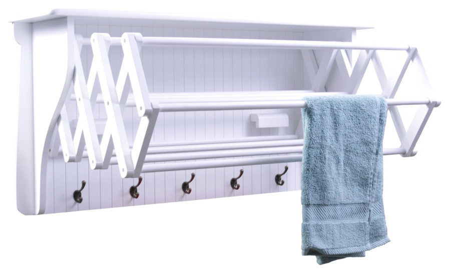 Danya B. Wall Mounted Retractable Accordion Drying Rack, White