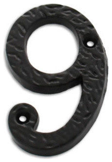 3" Iron Aged Black Finish Numeral, 9