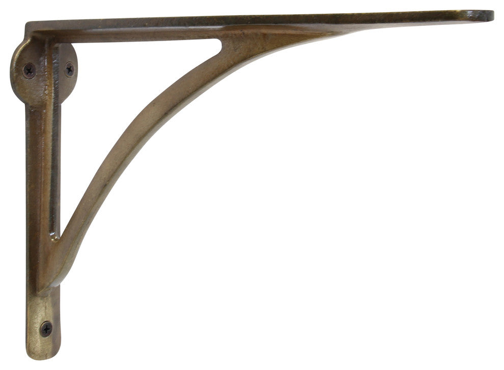 Iron Shelf Bracket, Antique Brass, Large