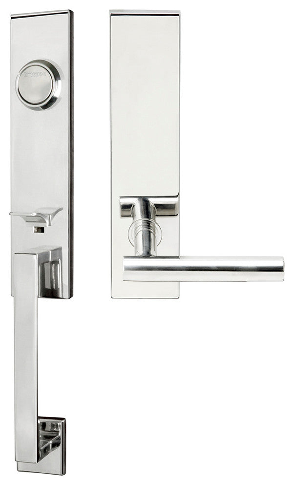 Copenhagen Lever, Tubular Entry Handleset, LHR, Polished Stainless Steel