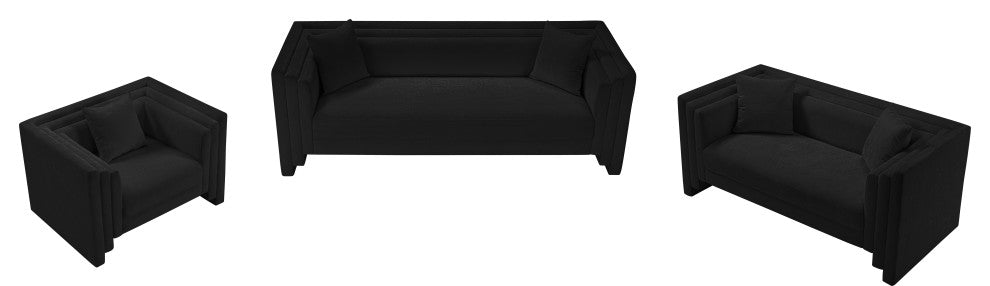 Everett Upholstered Chair, Black, Chenille Fabric