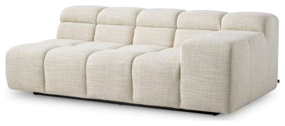 Beige Grid-Tufted Modular Sofa, Eichholtz Hunter, Right