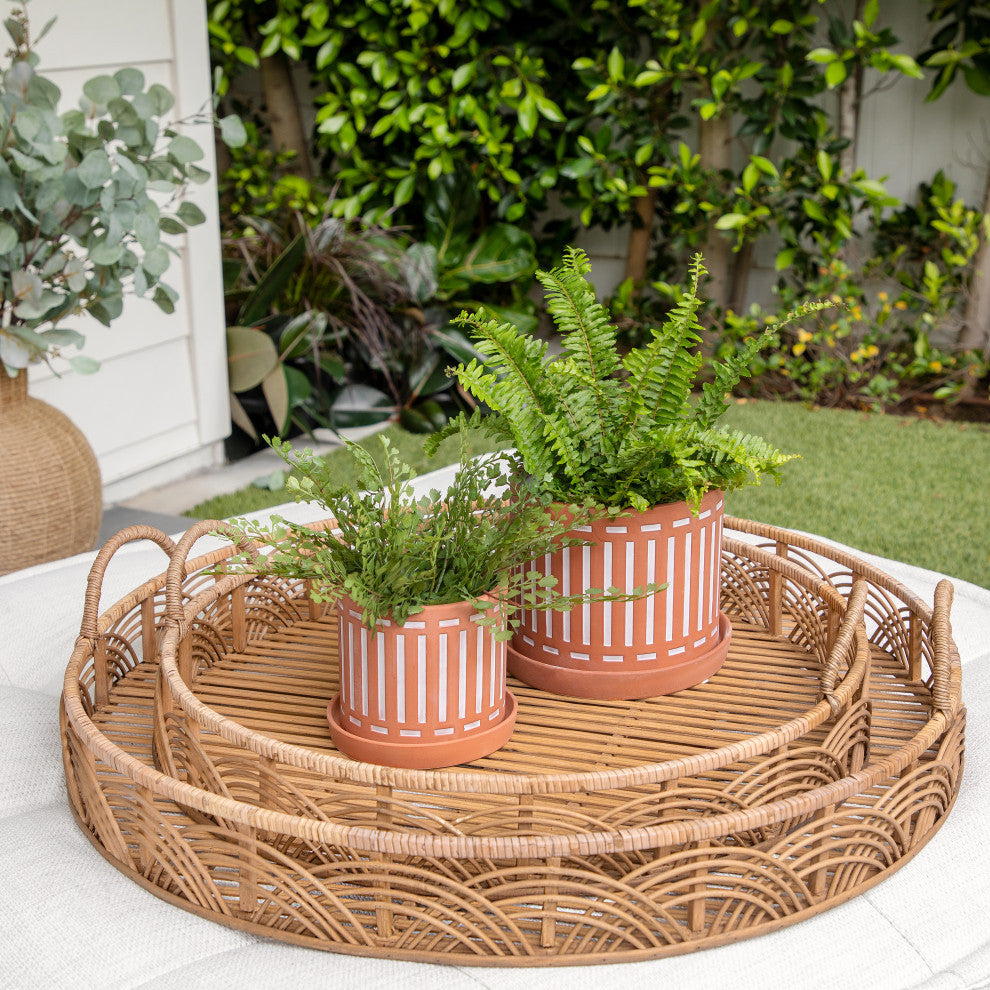 2-Piece Set Terracotta Planters With Saucer Orange