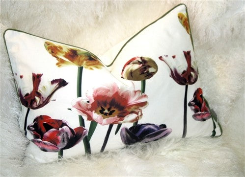 Pillow Decor - Blooming Tulips 16 x 24 Throw Pillow