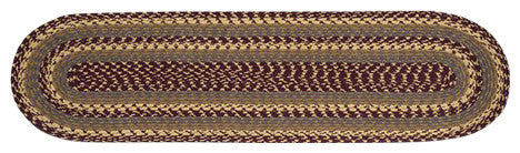 Burgundy/Gray/Mustard Oval Table Runner 13"x48"