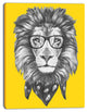 Lion with Glasses and Scarf, Animal Canvas Art Print, 28"x60"