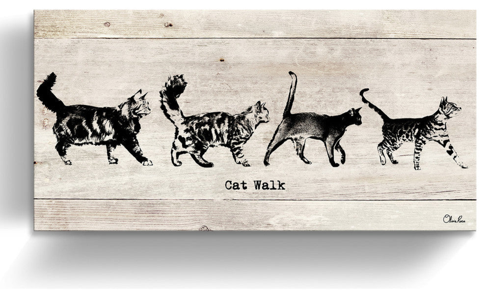 Ready2HangArt 'Cat Walk' Wrapped Canvas Pet Wall Art, 24"x48"