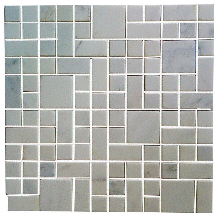 Carrara Magic Pattern Tumbled Mosaic Tile, 12"x12", Set of 30