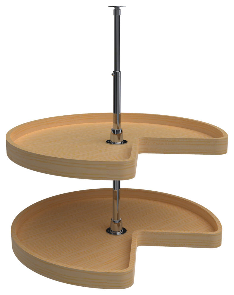Wood Kidney 2-Shelf Lazy Susans for Corner Base Cabinets, 28"