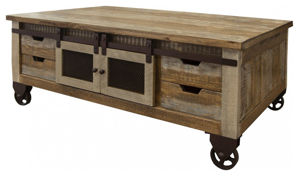 Crafters and Weavers Bayshore Sliding Door 8 Drawer Coffee Table