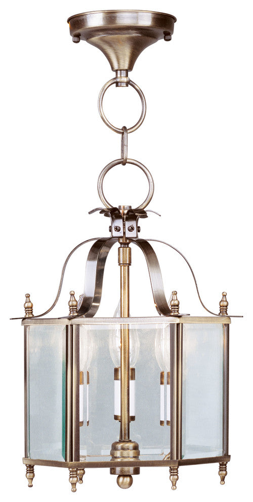 Livingston Convertible Chain-Hang and Ceiling Mount, Antique Brass