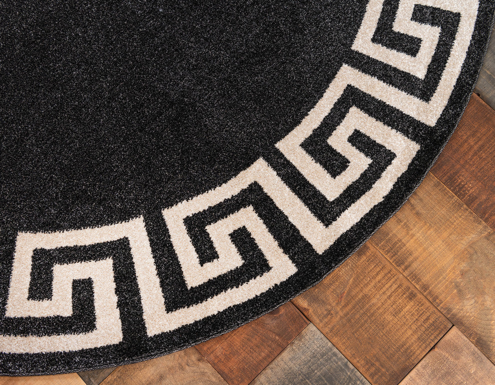 Unique Loom Charcoal Athens Modern 6' 0 x 6' 0 Round Rug